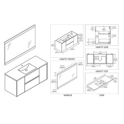 Blossom Valencia 48 Inch Bathroom Single Vanity - V8016 48 01S