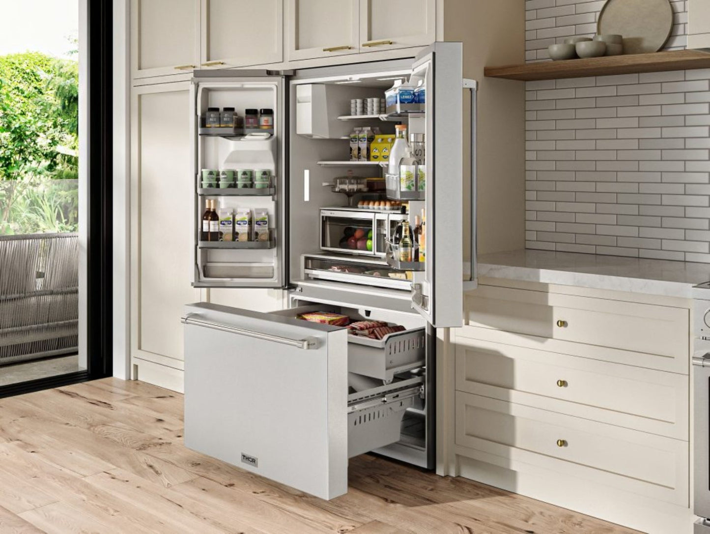 Thor Kitchen 36 Inch Professional French Door Refrigerator with Ice and Water Dispenser – Model - TRF3628FFD