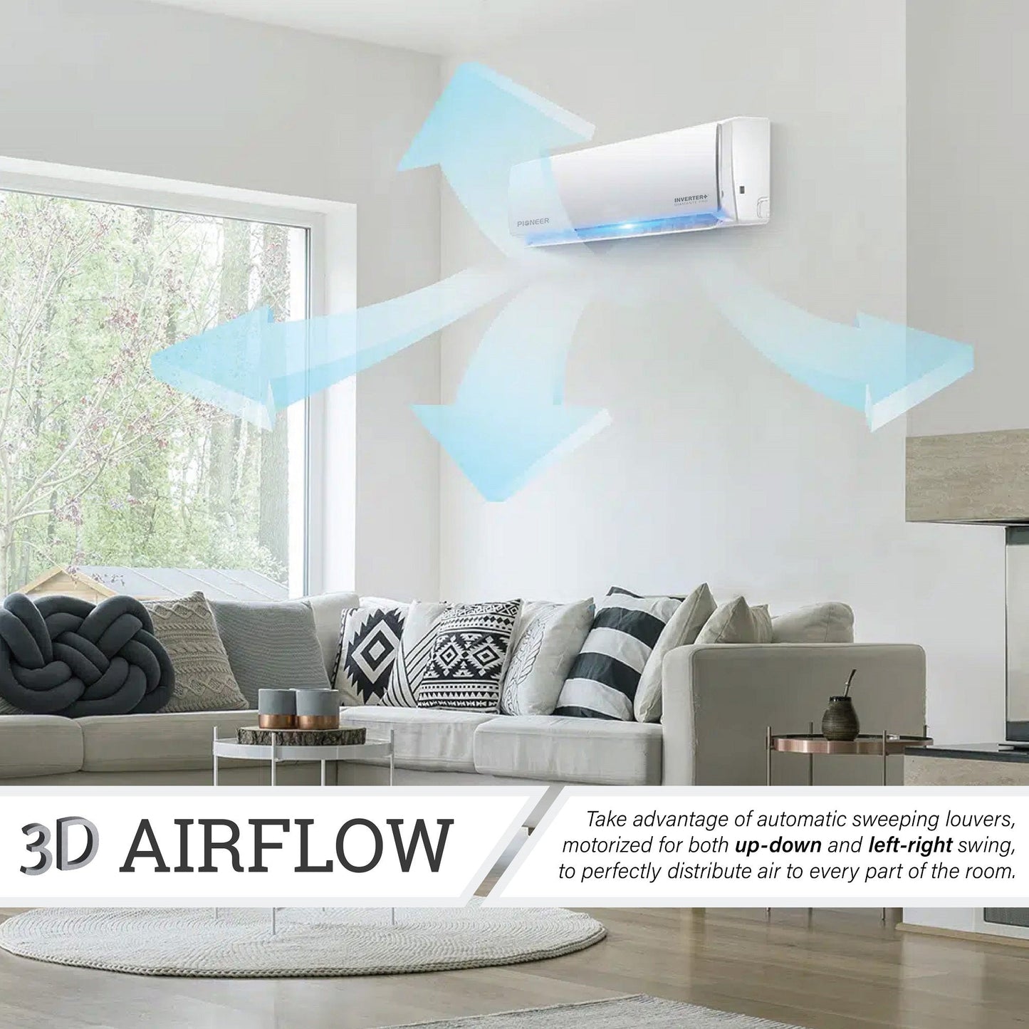 Pioneer Diamante Pro Series 12,000 BTU 19 SEER2 Ductless Mini-Split Air Conditioner Inverter+ Heat Pump Full Set 115V with 16 Ft. Kit - WYT012ALFI19RL