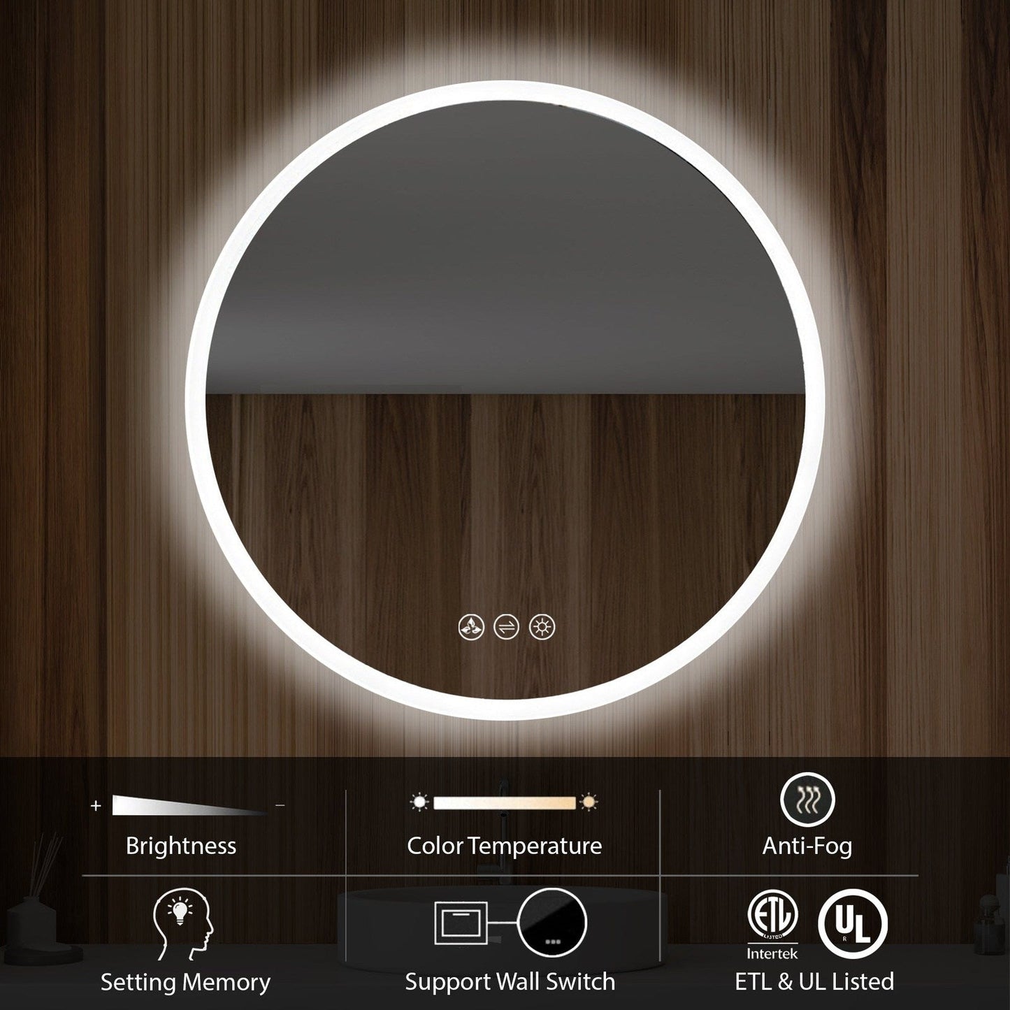 Blossom Orion 24″ Round LED Mirror with Frosted Side - LED M3 R24