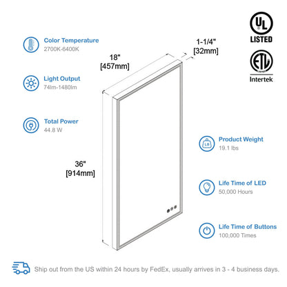 Blossom Stellar 18 Inch LED Mirror - LED M4 1836 MB