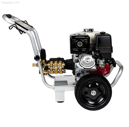 BE Power Equipment 2500 PSI 3.0 GPM Gas Pressure Washer with Honda GX200 Engine and General Triplex Pump - PowerGen USA - PE-2565HWAGENSP